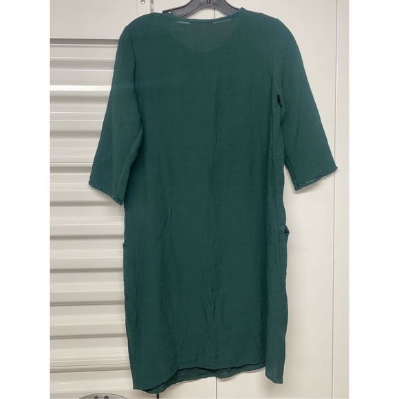 Sita Murt Collarless Forest Green Dress w/ Pockets Size EU 38 / US 8, MSRP $265 - Picture 13 of 13